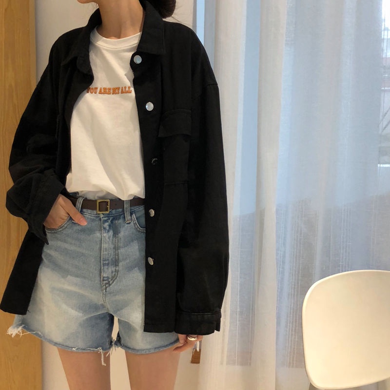 Áo khoác denim COZOK dáng rộng đơn giản thời trang cho nữ