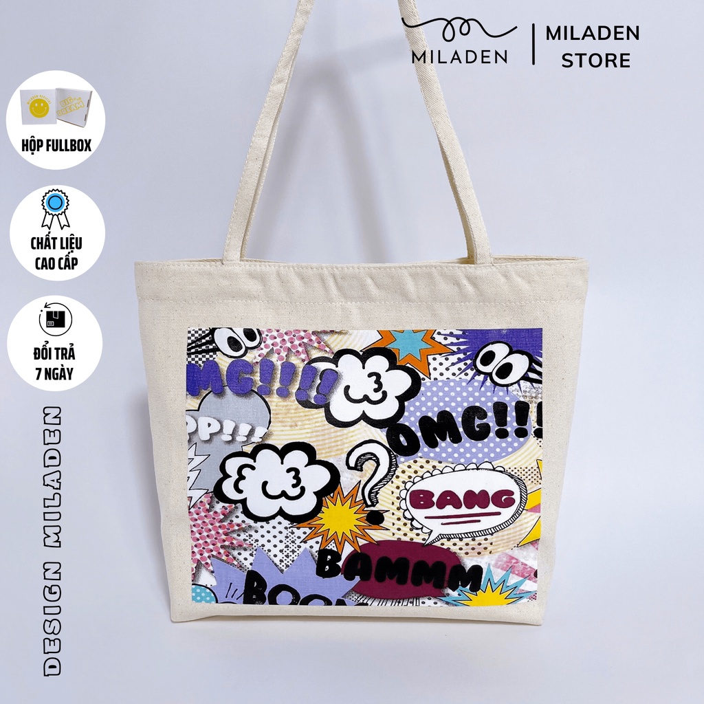 (TẶNG KÈM DEAL SHOCK TÚI RÚT 39K) Túi Vải Tote Canvas Cao Cấp OMG!!! Miladen.