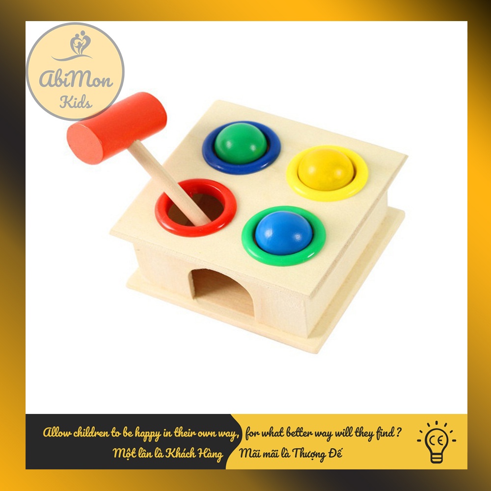 Đập Bóng Hộp Vuông Bằng Gỗ Cho Bé ☘️ Montessori cao cấp ✨ (Đồ chơi Gỗ - Đồ chơi Giáo Dục - An toàn - Thông minh)