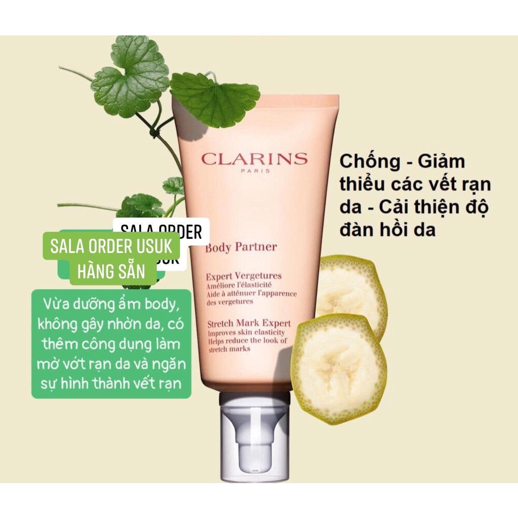 KEM GIẢM RẠN BỤNG CHUYÊN SÂU CLARINS BODY PARTNER SIÊU THẦN THÁNH 175ML CHÍNH HÃNG - 10548