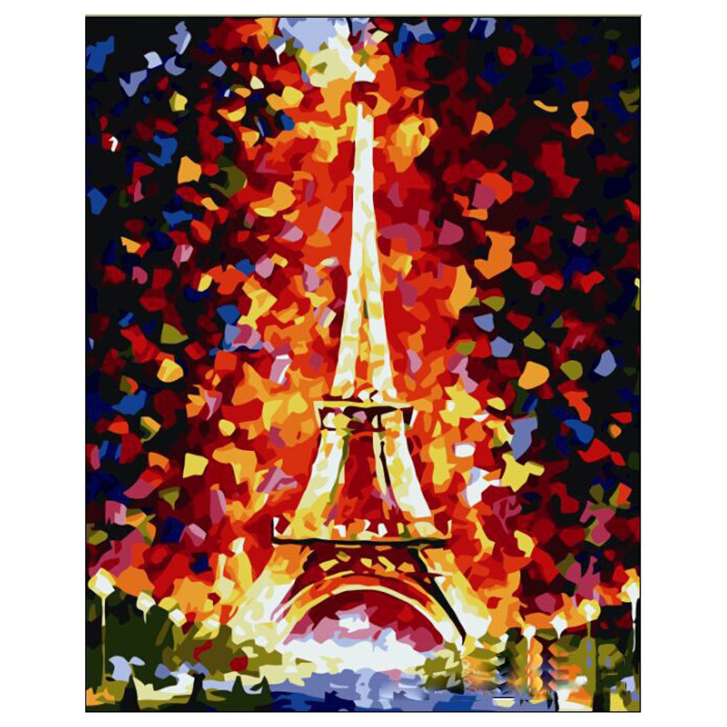 Bộ dụng cụ vẽ tranh sơn dầu theo mẫu họa tiết tháp Eiffel bắt mắt