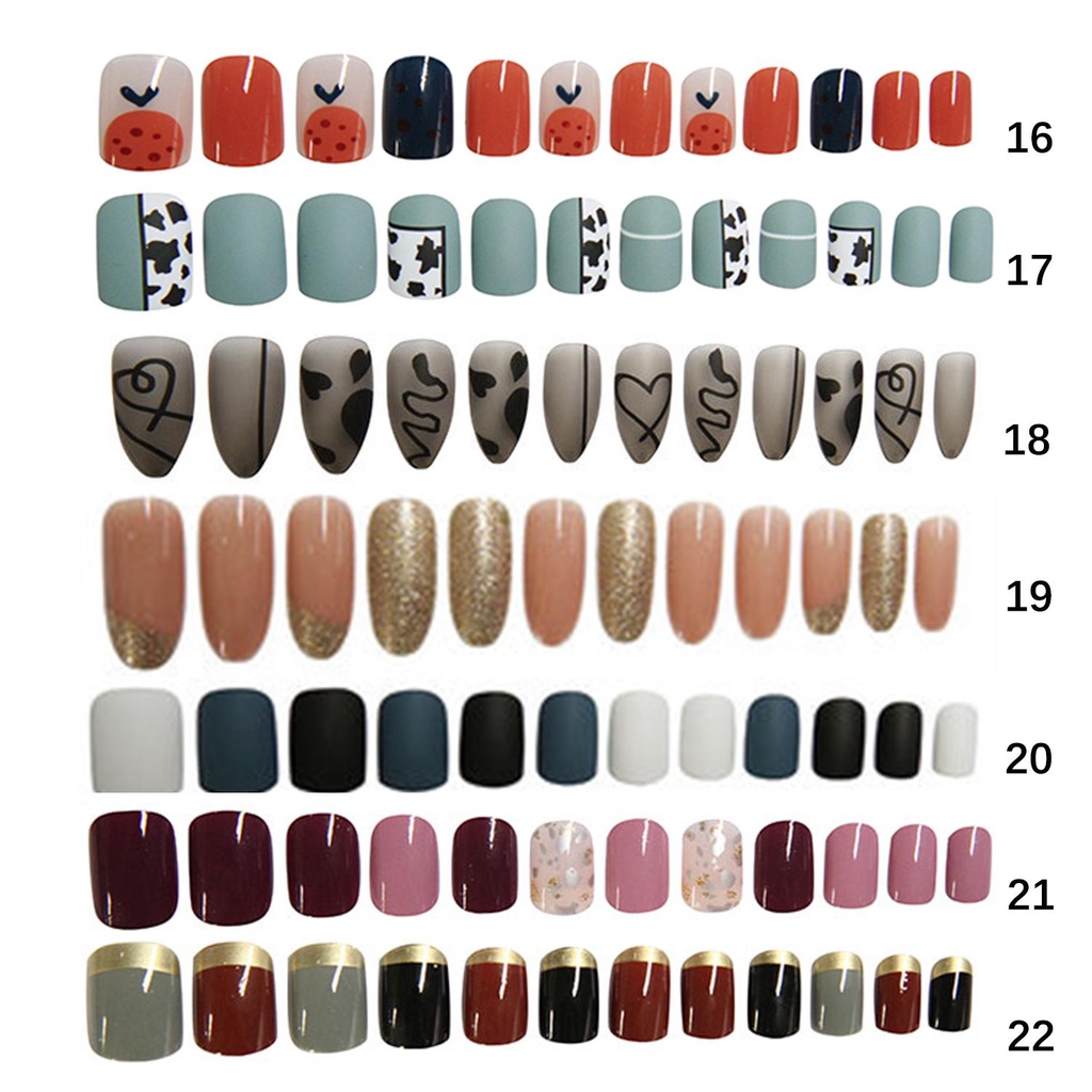 Bộ 24 Móng Tay Giả Đầu Tròn Cho Nữ