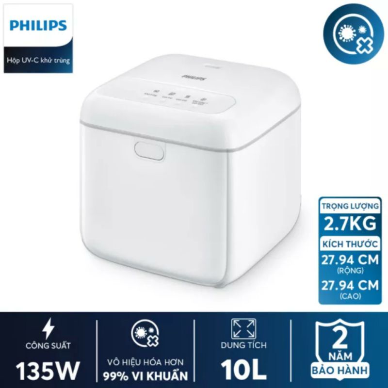 Hộp khử trùng điện thoại UVC Philips 10 Lít - Máy tiệt trùng sấy khô bình sữa Philips Mini UVC Chamber 10 L