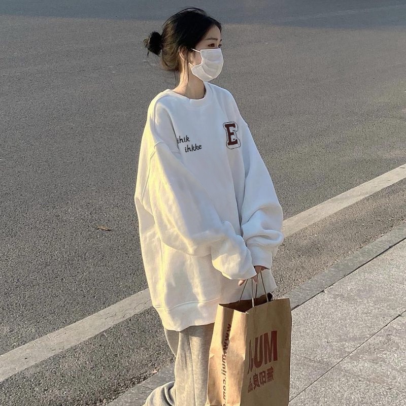 Áo sweater SELVZE tay dài cổ tròn in họa tiết thời trang dành cho nữ với nhiều màu tùy chọn