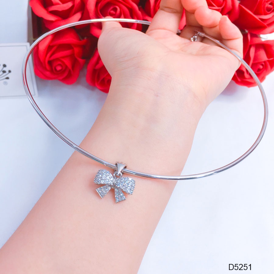 Kiềng cổ nữ, vòng cổ trơn mặt nơ đính đá cao cấp Orin D5251