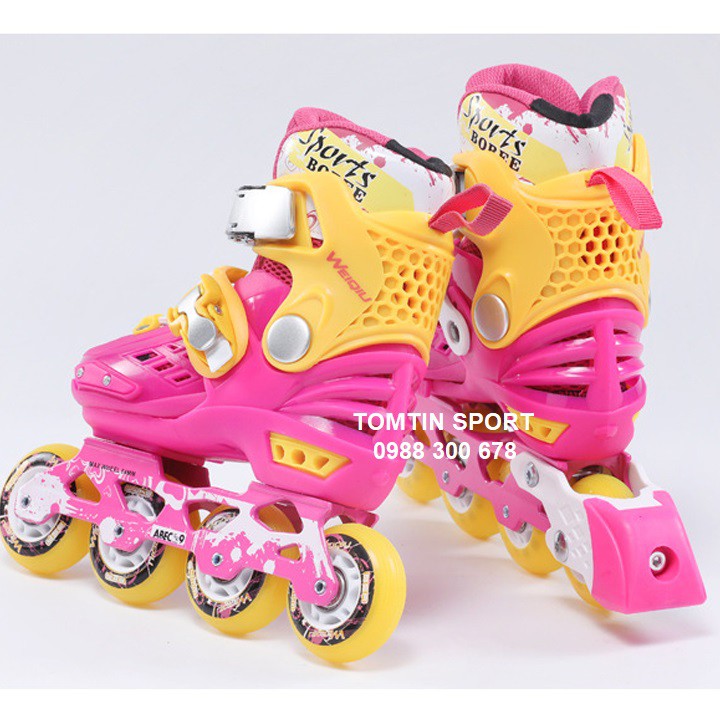 Giày patin trẻ em Weiqui Sport Boree cao cấp bánh led kèm bảo hộ chân tay dáng thể thao, quà tặng sinh nhật và năm mới