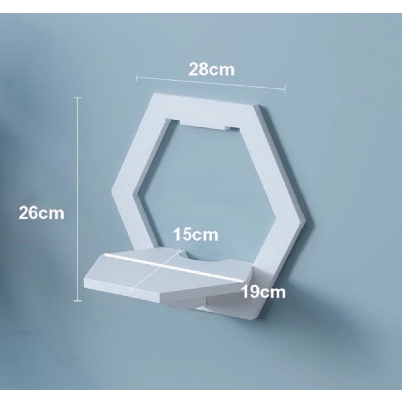 Kệ lục giac treo tường để đồ trang trí không cần khoan, bằng gỗ màu trắng, giá rẻ
