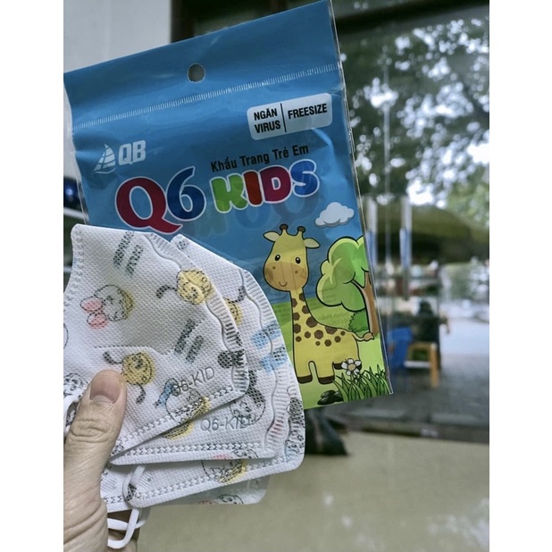 Khẩu trang trẻ em 6D/Q6 Kids nhiều hình cho bé trai/gái từ 2 đến 5t Ôm mặt dễ thở'