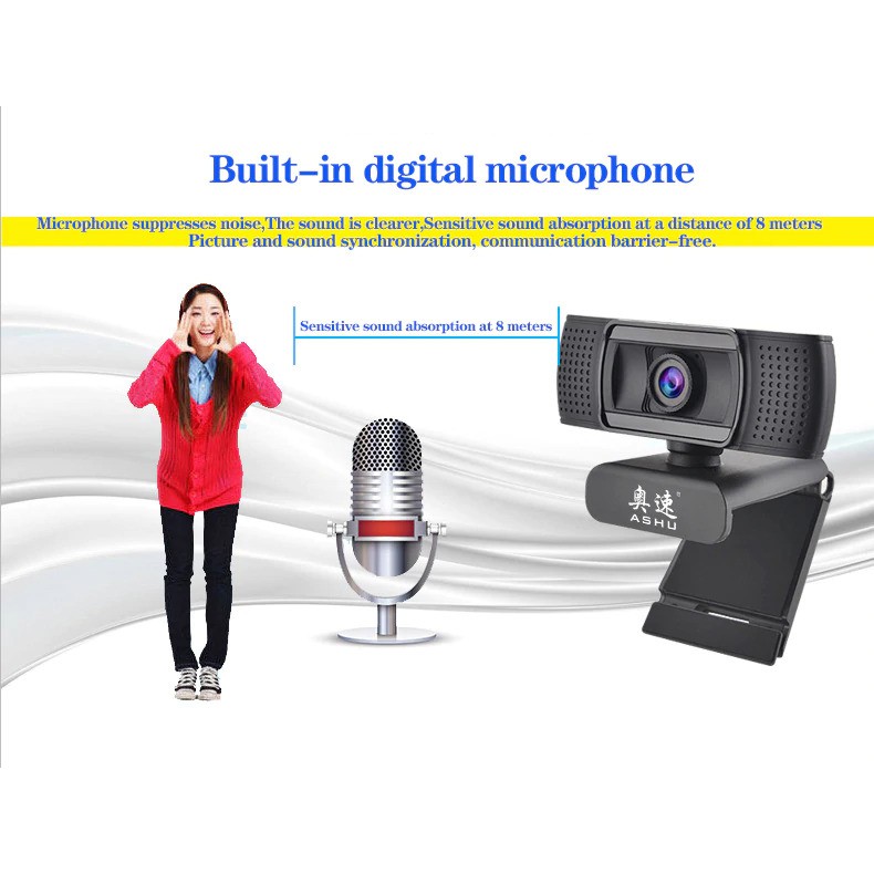 Webcam Ashu Hd 1080p Kèm Micro H601 - Màu Đen Chuyên Dụng Cho Máy Tính | BigBuy360 - bigbuy360.vn