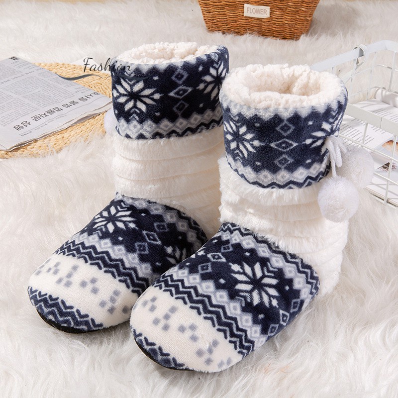 Ds Ladies Slippers Women Ankle Boots Floor Socks Winter Warm Fur Lined Booties @vn