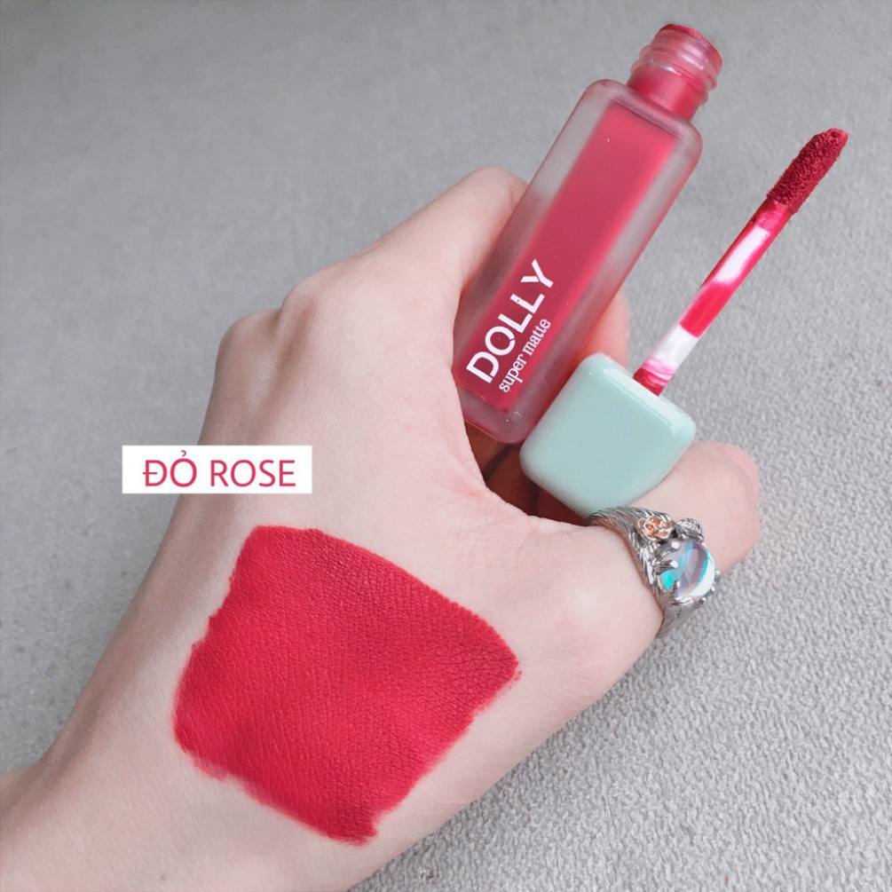 Son Kem Lì Dolly Super Matte Không Chì Màu Đỏ Rose [01] Tách Sét