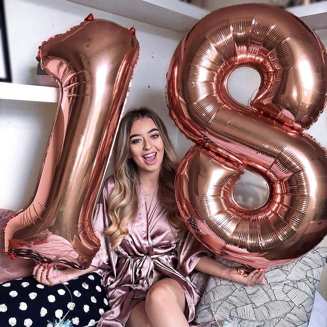 Bong Bóng Lá Nhôm 18th 32 Inch Hình Số 18 Dùng Trang Trí Tiệc Sinh Nhật