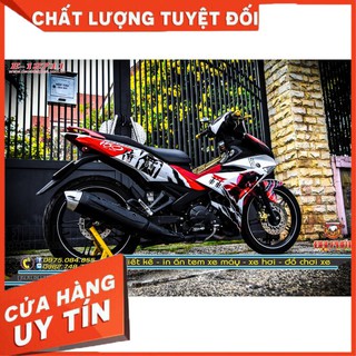 TEM TRÙM EX150 SAMURAI TRẮNG ĐỎ CỰC CHẤT
