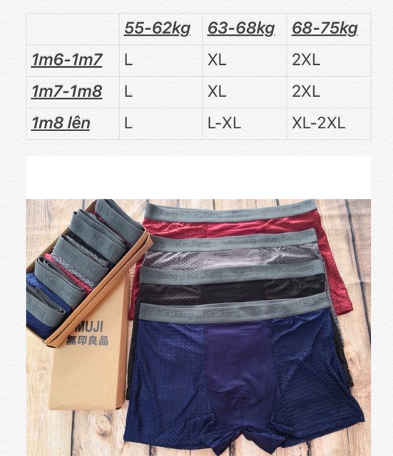 [MỚI TỰ CHỤP] Hộp 4 sịp đùi Keng thông hơi mã mới quần lót nam