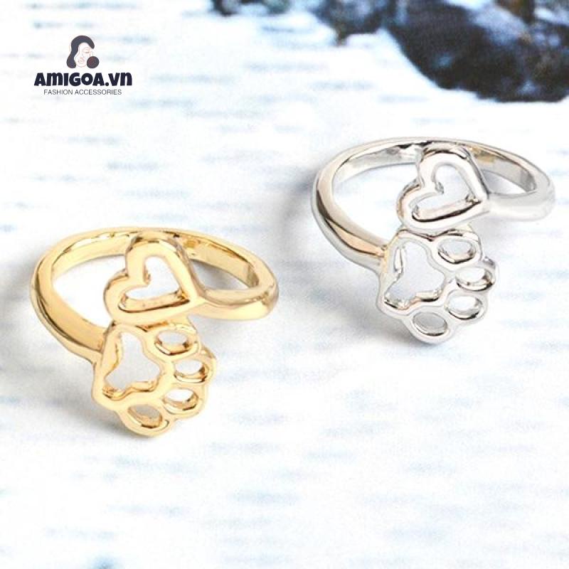 Nhẫn Hở Họa Tiết Chân Chó Đơn Giản Sáng Tạo