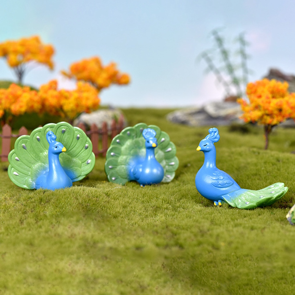 Mô Hình Chim Công Mini Bằng Nhựa Resin Dùng Trang Trí Tiểu Cảnh Diy