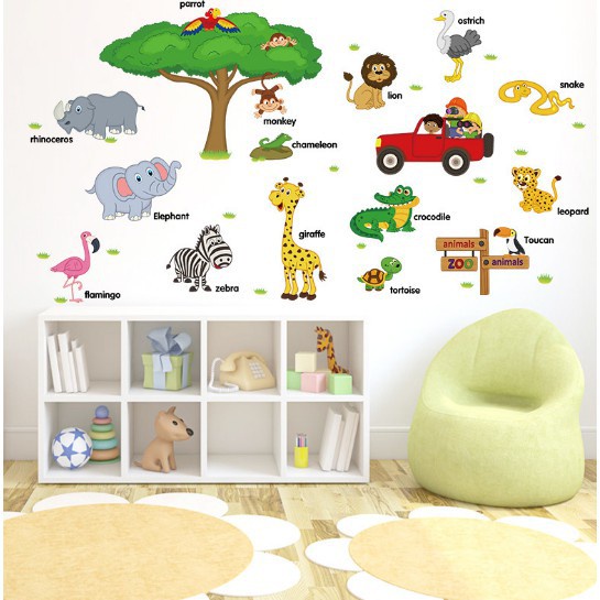 Decal dán tường vườn thú vui nhộn
