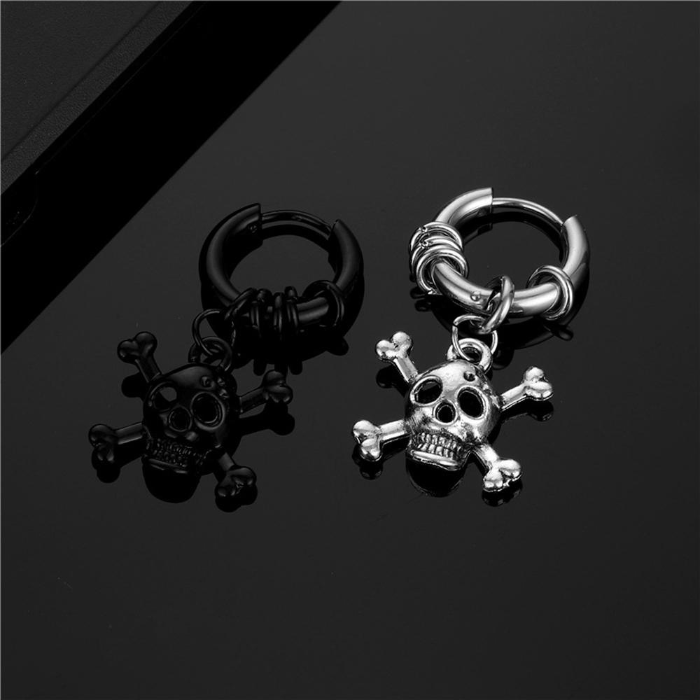 FORBETTER Khuyên Tai Thép Không Gỉ Hình Đầu Lâu Phong Cách Gothic Thời Trang Cho Nữ