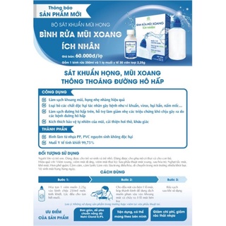 Muối y tế lọ 30 viên , bình rửa mũi xoang ích nhân 250ml hộp gồm: ! bình rửa + 1 lọ 30 viên muối y tế