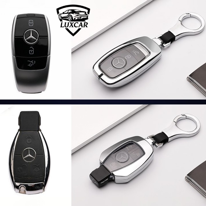 Ốp Khóa Hợp Kim + TPU MERCEDES Cao Cấp LUXCAR Cho Xe MERCEDES C200, GLC, GLA...