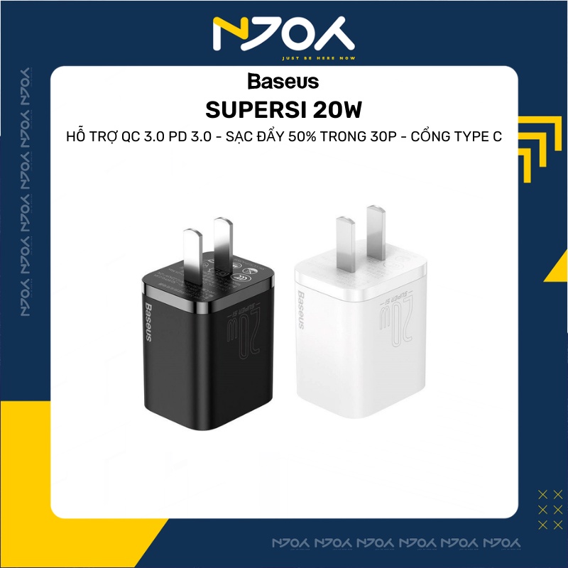 Củ Sạc Nhanh Siêu Nhỏ Baseus Super Si 20w Chân Cắm Type C Qc3.0 Pd20w Cho Điện Thoại Smartphone Máy Tính Bảng Njoyshop