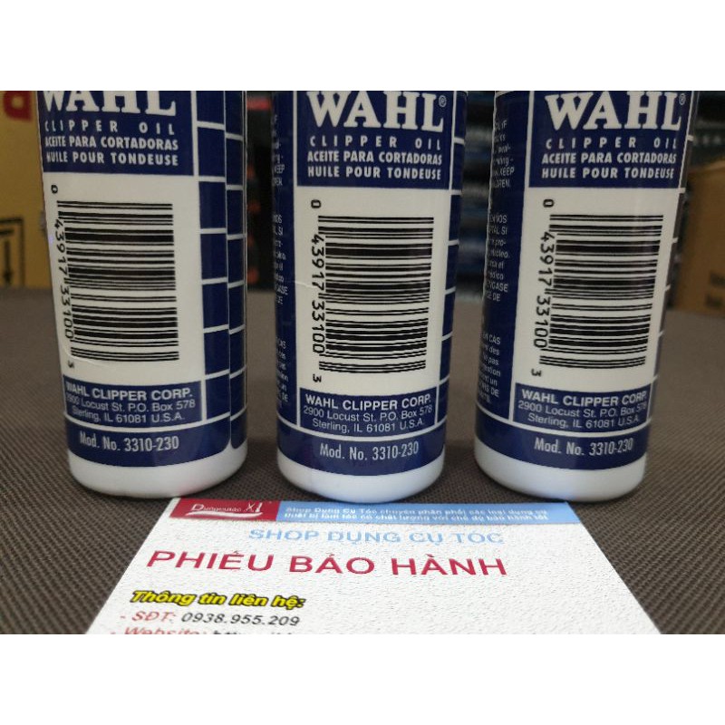 Dầu Wahl Tra Tông Đơ Nhập Mỹ Có Mã Check Chính Hãng, Dầu Tra Kéo Cắt Tóc 120ml.(Ảnh thật)