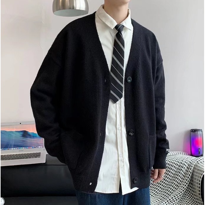 Áo khoác len cardigan dệt kim tay dài cổ chữ v thời trang hàn quốc thời trang cho nam harajuku  rộng  unisex dệt kiểu sweater