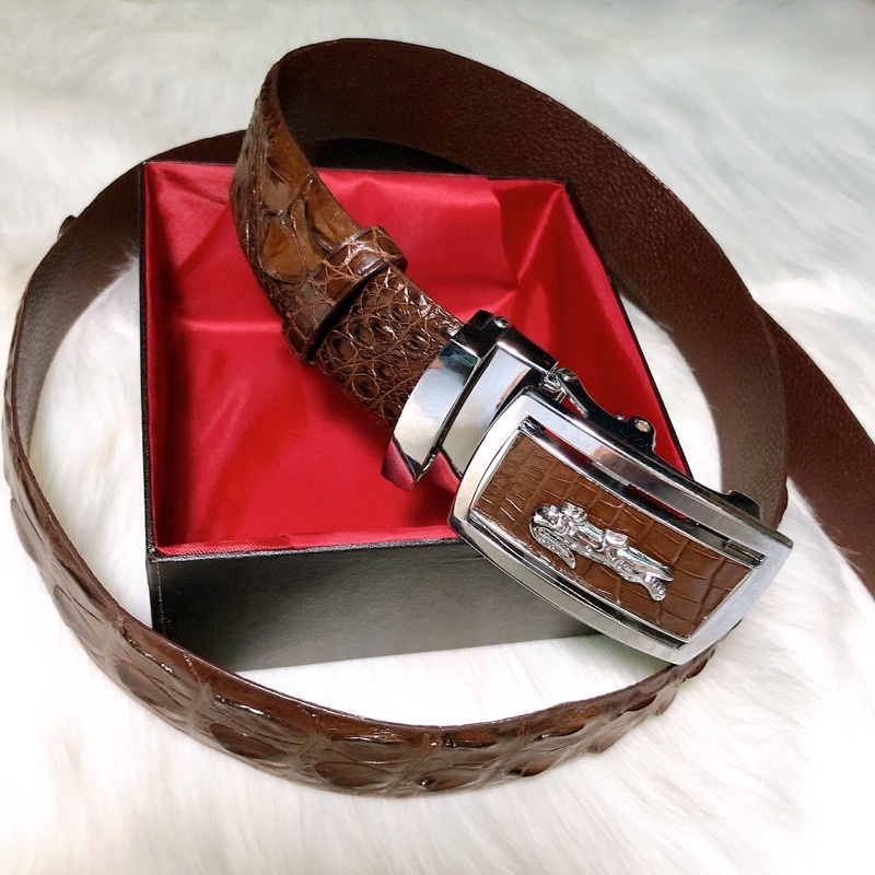 Thắt lưng nam da cá sấu thật 100%,  bản rộng 4cm, dây nguyên miếng