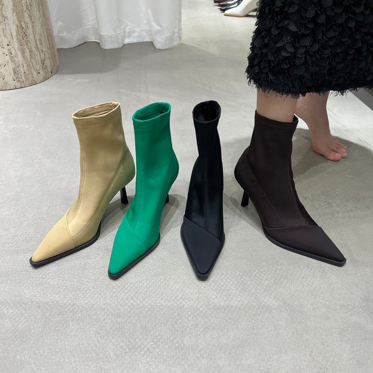 Giày Boot Cao Gót Mũi Nhọn Thời Trang Cá Tính Cho Nữ