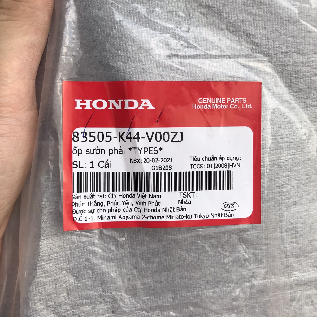 Ốp sườn trái, phải xe Vision mới zin chính hãng Honda màu xanh, trắng 83505-k44-v00