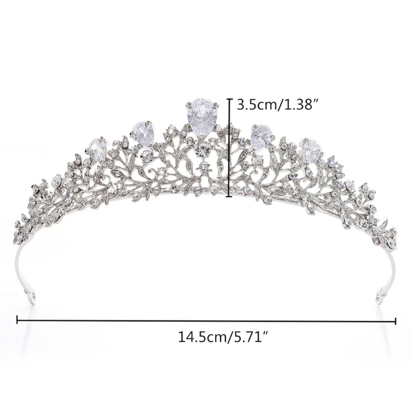 Vương Miện Cài Tóc Đính Đá Zircon Sang Trọng Cho Cô Dâu