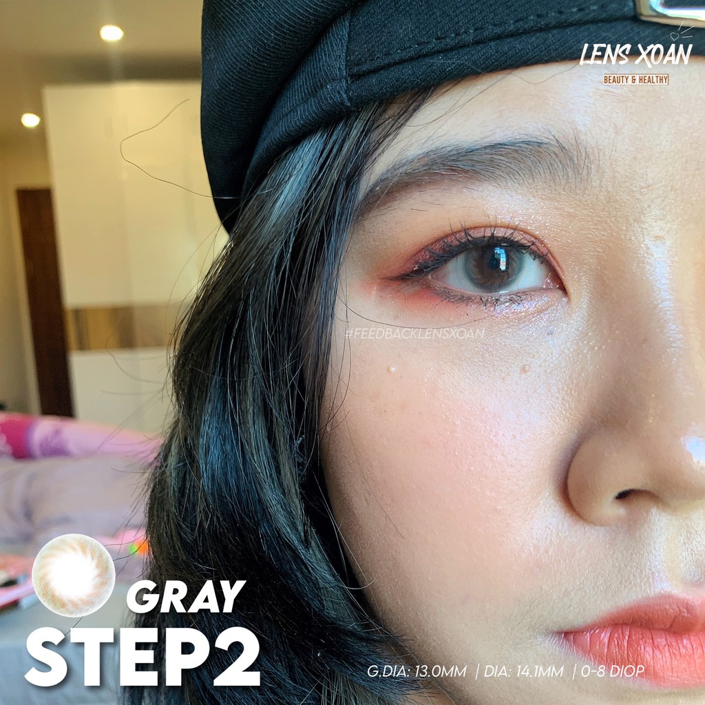 KÍNH ÁP TRÒNG STEP2 GRAY CỦA LENS ME ( 6 THÁNG): Lens xám vân xoáy trong veo siêu tự nhiên | Lens Xoắn (GIÁ 1 CHIẾC)