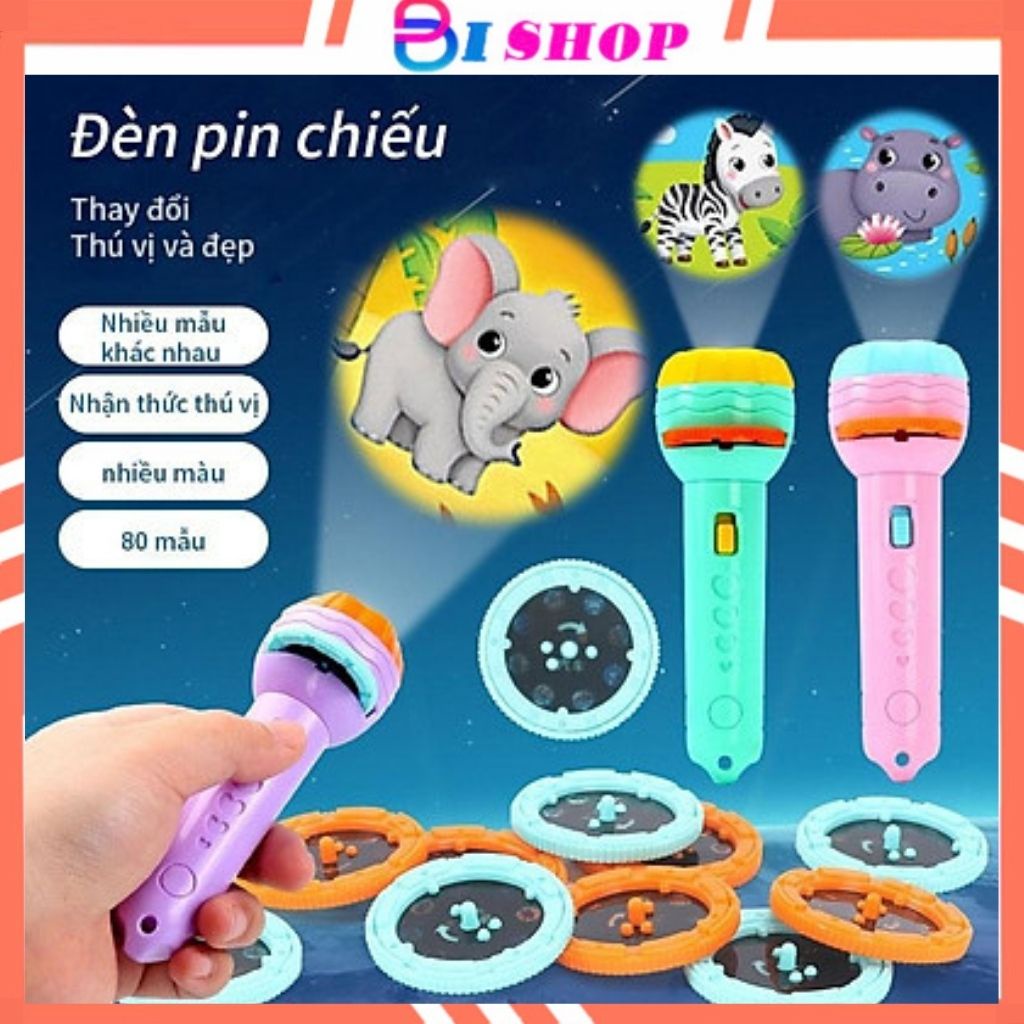 Đèn Pin Chiếu Hình Cho Bé 80 Hình Đồ Chơi Thông Minh Phát Triển Trí Tuệ
