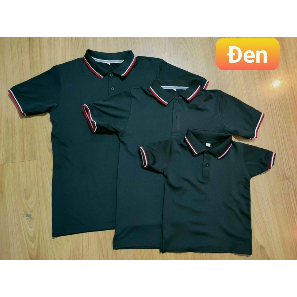 Áo Thun Gia Đình Có Cổ Màu Đen.