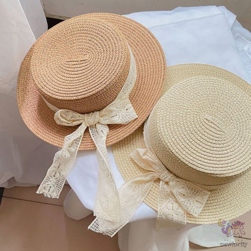 Mũ Cói Thắt Nơ Xinh Xắn Phong Cách Hàn Quốc Cho Bé Gái