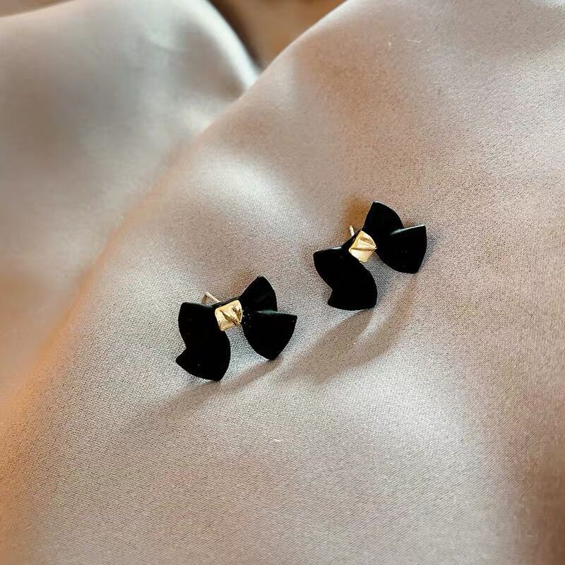 Khuyên Tai Bạc 925 Hình Nơ Đỏ Mới