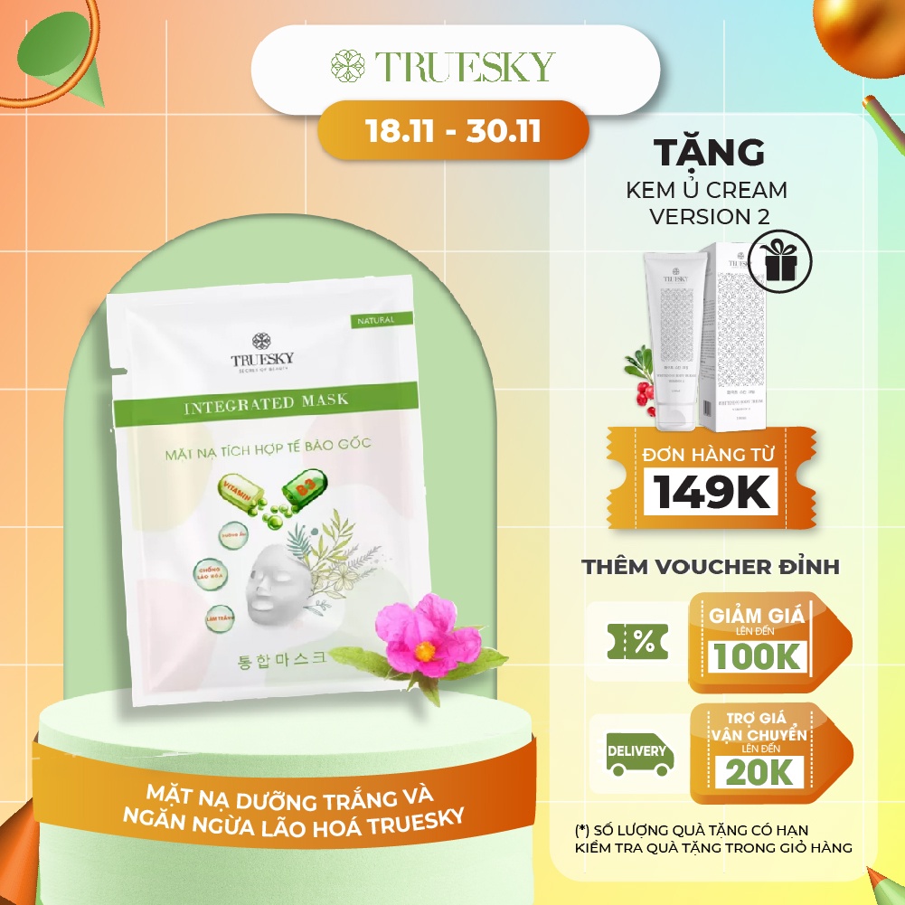 Mặt nạ dưỡng trắng và ngăn ngừa lão hoá tích hợp tế bào gốc hoa hồng đá Truesky Intergrated Mask 25ml