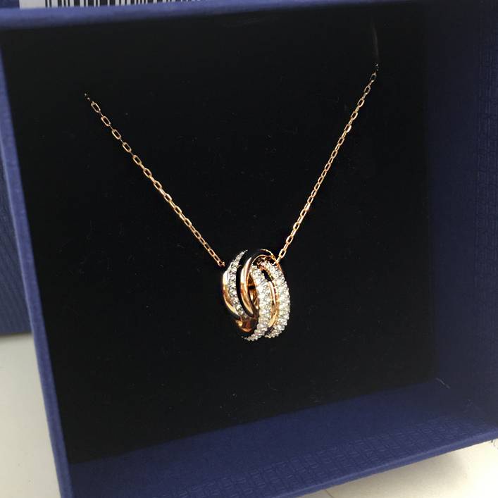 Dây Chuyền Mặt Nhẫn Đôi Đính Pha Lê Swarovski