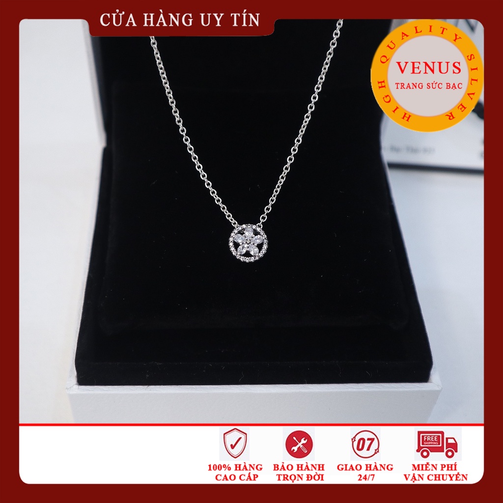 Dây chuyền bạc 925 mặt hoa đá 5 cánh- Trang sức bạc Venus