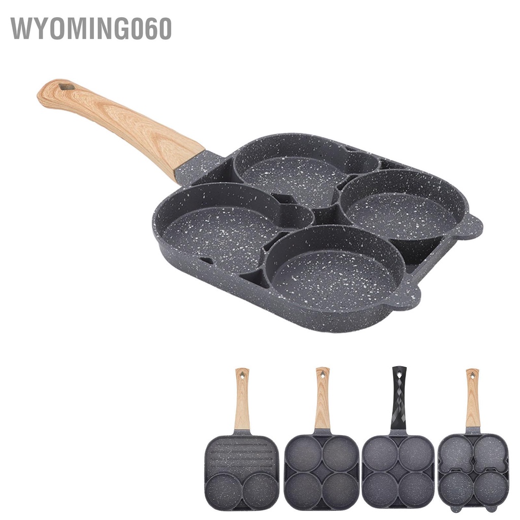 Wyoming060 Chảo chiên 4 lỗ chống dính chịu nhiệt trứng tráng cho bánh kếp Bánh mì kẹp thịt Phụ kiện nhà bếp