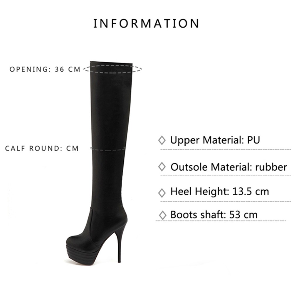 Giày boot da cao gót ống cao đến đầu gối cá tính cho nữ | BigBuy360 - bigbuy360.vn