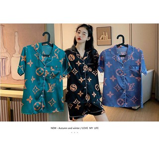 Bộ pijama lụa satin đùi hàng Quảng Châu