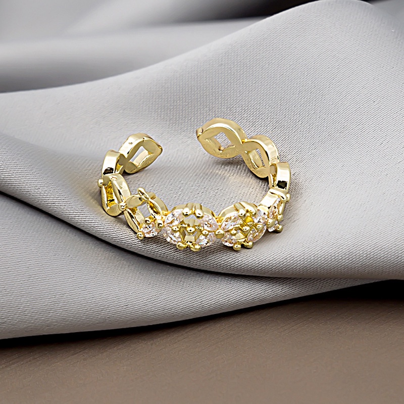 Nhẫn hở đính đá zircon ngọc trai nhân tạo phong cách Hàn Quốc sang trọng thời trang cho nữ