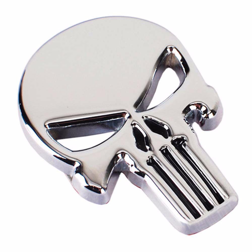 Đề Can Dán Trang Trí Xe Hơi / Xe Máy VANES1 Hình Bộ Xương Đầu Lâu Punisher Màu Đen Bằng Kim Loại