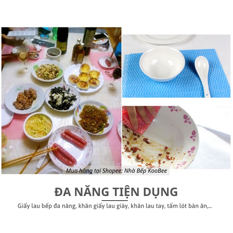 Cuộn giấy lau bếp đa năng 50 tờ - Giấy lau đa năng dai bền siêu thấm tái sử dụng KooBee (NB36)