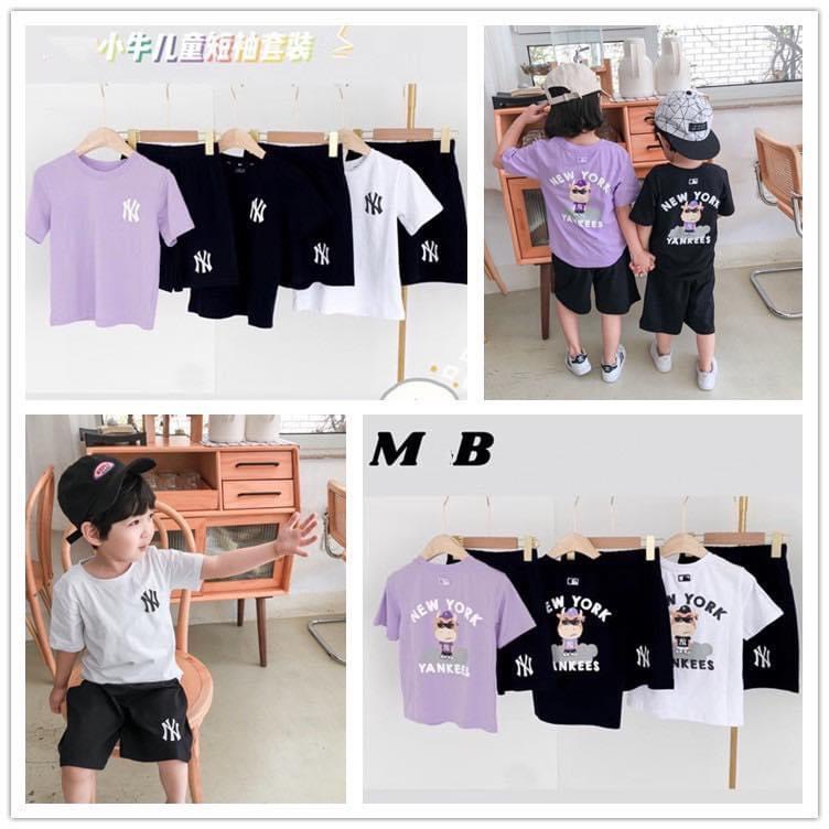 Bộ hè bé trai, bé gái, bộ quần áo cộc tay in hình trâu vàng N.Y cho bé size 8-35kg