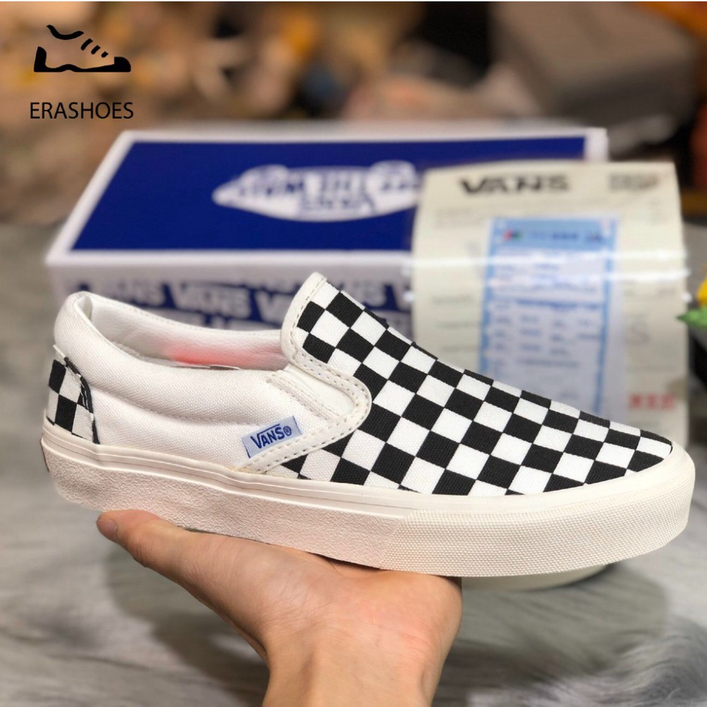 Tặng Nước Hoa [EraShoes] Giày Vans vault caro (Checkerboard Slip On) Bản SlÊU CẤP Nam/Nữ (Chụp tại Shop)