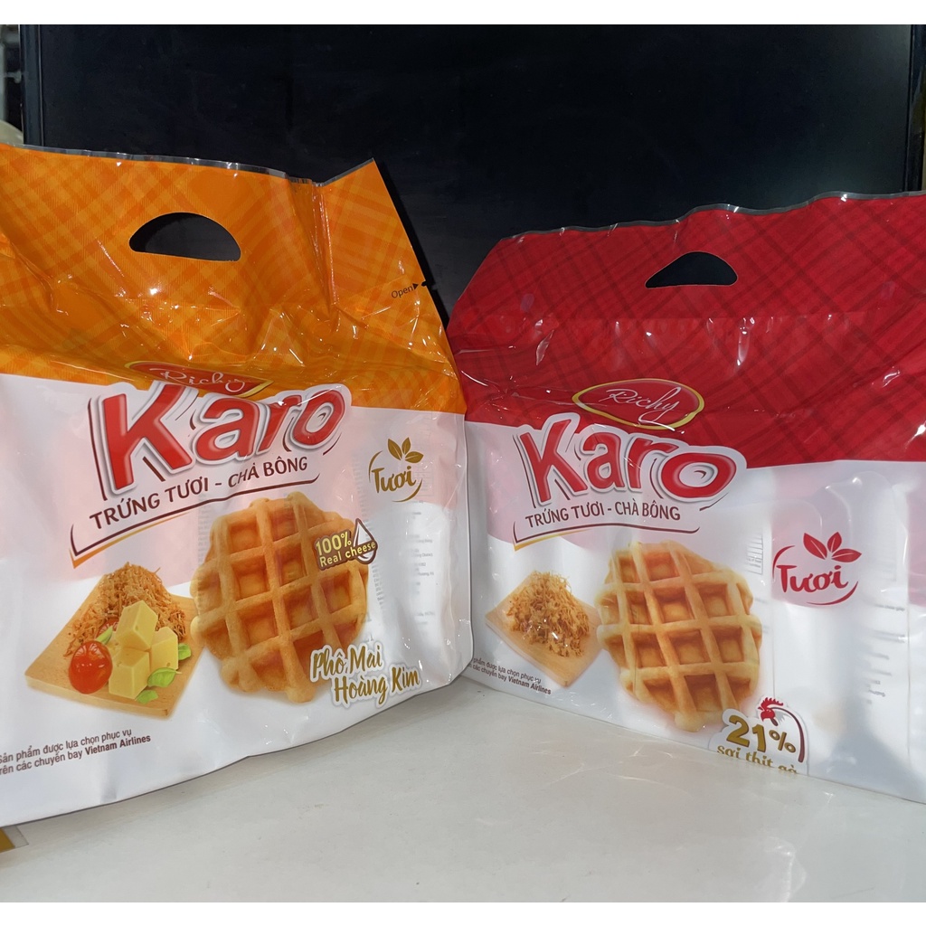 Bánh Trứng Tươi Chà Bông Phô Mai Hoàng Kim Karo Richy (Túi 6 gói)