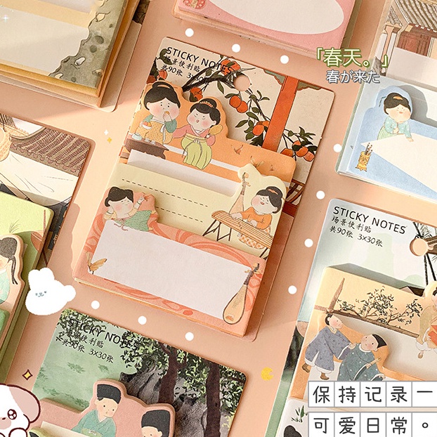 Bộ 90 Giấy Ghi Chú Tự Dính Họa Tiết Hoạt Hình Sáng Tạo