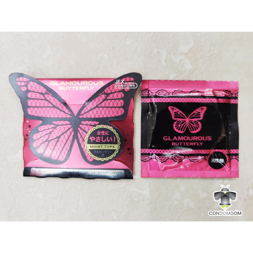 Bao cao su Jex Glamorous Butterfly Hot / Moist nhiều gel / siêu mỏng làm ấm